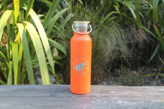 Deco Vacuum Drink Bottle - Orange with Capybara Engraving