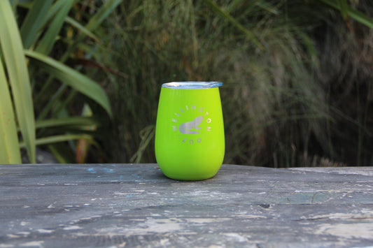 Reusable Coffee Cup - Bright Green with Tuatara Engraving