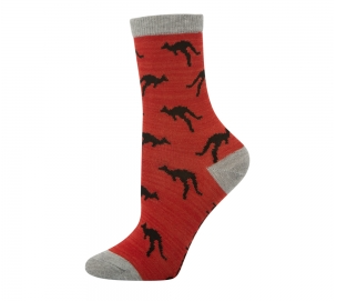 Bamboozld Kids Sock Kangaroo (Red/Grey) Size 8-10