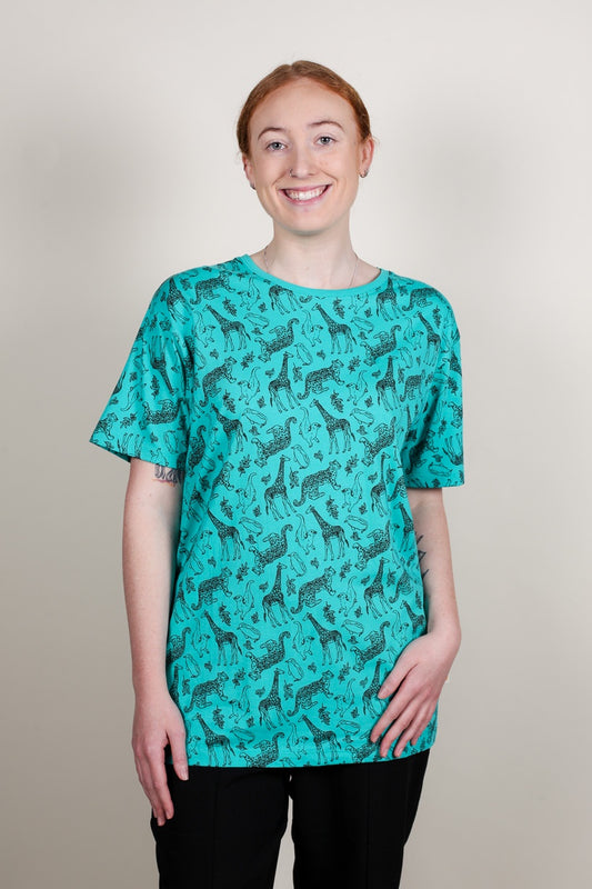 Adult Zoo T-Shirt Teal - Extra Large
