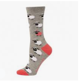 Bamboozld Womens Sock Sheep (Grey/Pink) Size 2-8