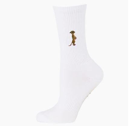 Bamboozld Mens Sock Meerkat (White) Zoo Conservation Size 7-11