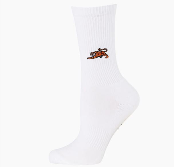 Mens Tiger- Animal Conservation Sock (White)