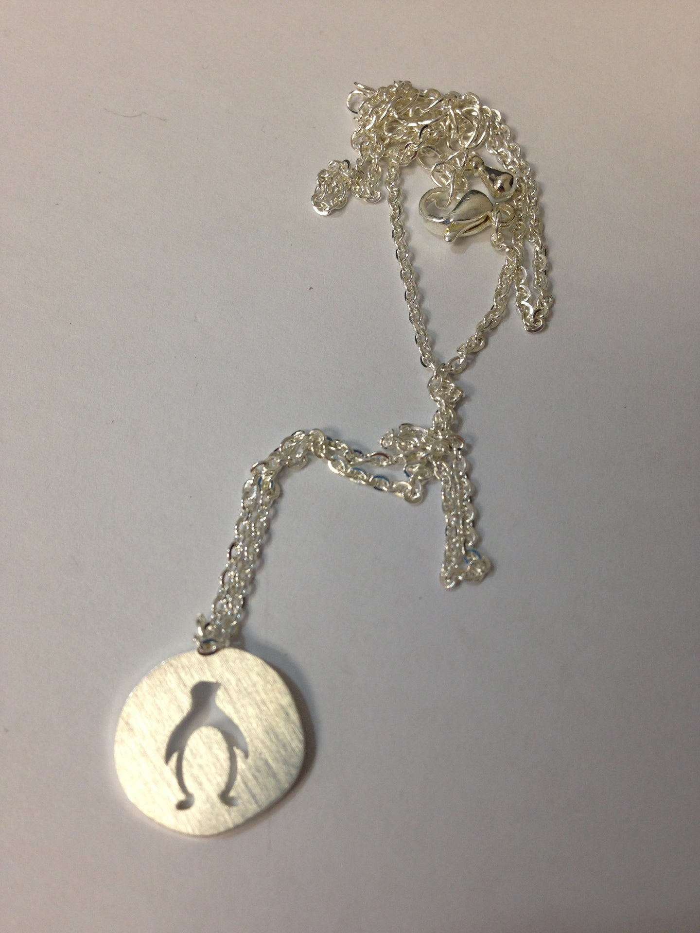 Jean Fredericks Penguin Necklace Hollow Silver