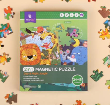 2 in 1 Magnetic Puzzle - Day and Night Jungle